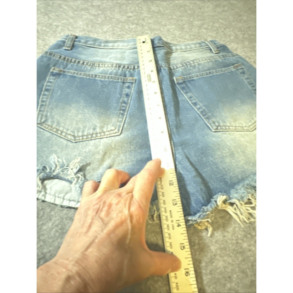 Hayden Womens‎ Medium Wash Distressed Colorful Sequins Festival Jean Shorts Med - Picture 8 of 12